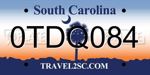 0TDQ084 South Carolina License Plate