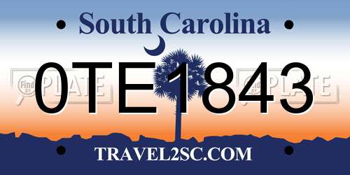 0TE1843 South Carolina License Plate