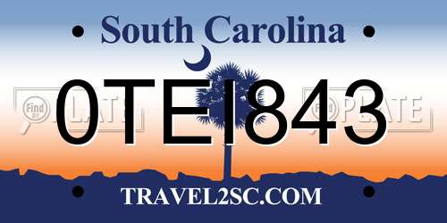 0TEI843 South Carolina License Plate