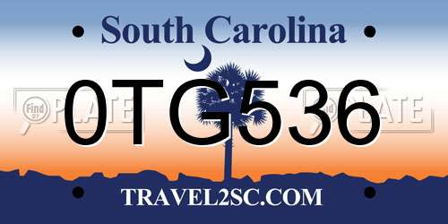 0TG536 South Carolina License Plate