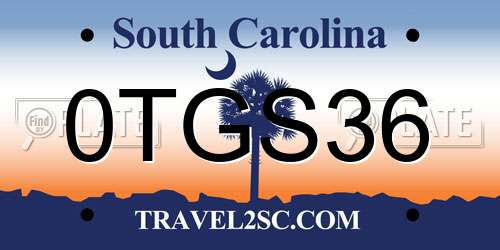 0TGS36 South Carolina License Plate