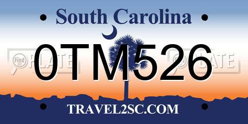 0TM526 South Carolina License Plate