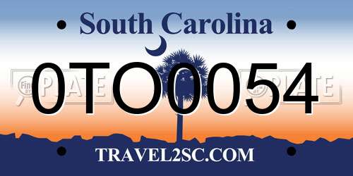0TO0054 South Carolina License Plate