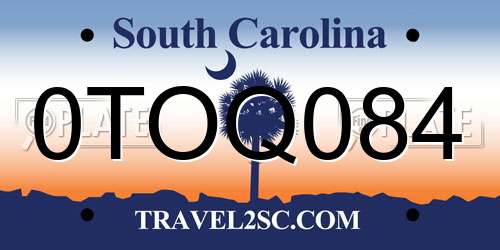 0TOQ084 South Carolina License Plate