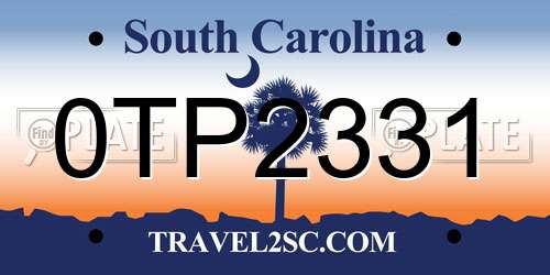 0TP2331 South Carolina License Plate