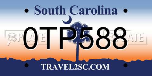 0TP588 South Carolina License Plate