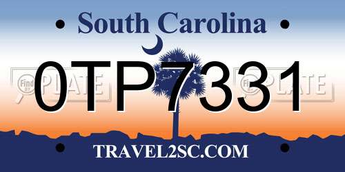 0TP7331 South Carolina License Plate