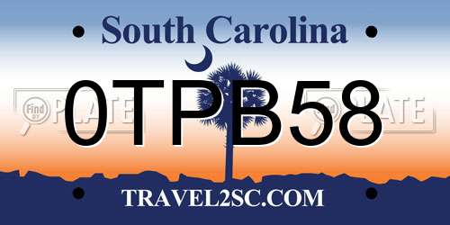 0TPB58 South Carolina License Plate