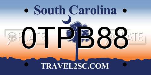 0TPB88 South Carolina License Plate