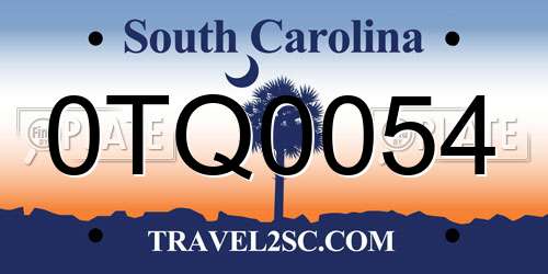 0TQ0054 South Carolina License Plate