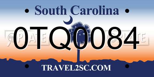 0TQ0084 South Carolina License Plate