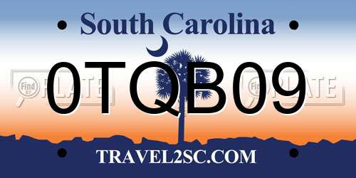 0TQB09 South Carolina License Plate