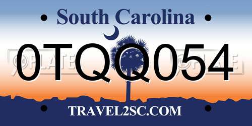0TQQ054 South Carolina License Plate