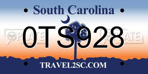 0TS928 South Carolina License Plate
