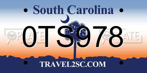 0TS978 South Carolina License Plate