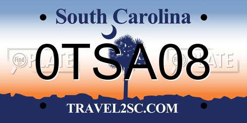 0TSA08 South Carolina License Plate
