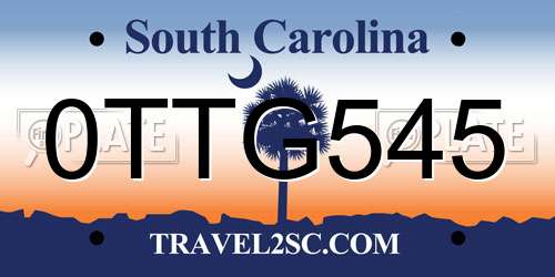 0TTG545 South Carolina License Plate