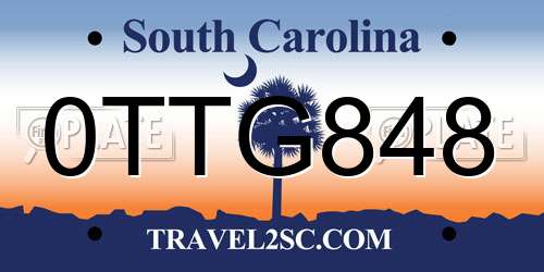 0TTG848 South Carolina License Plate