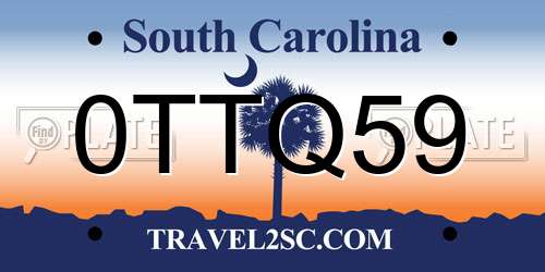 0TTQ59 South Carolina License Plate