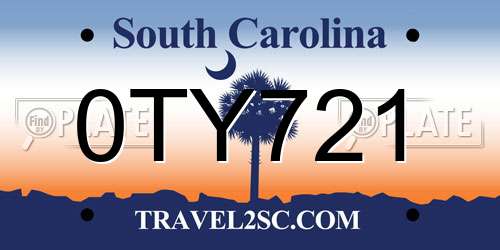 0TY721 South Carolina License Plate