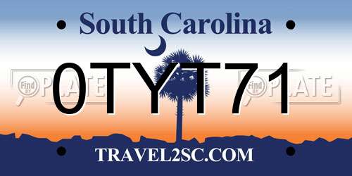 0TYT71 South Carolina License Plate