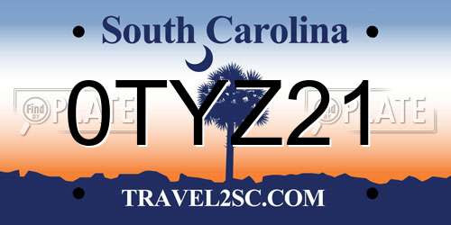 0TYZ21 South Carolina License Plate
