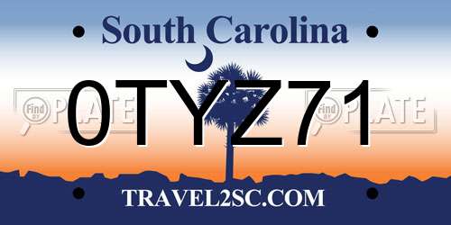 0TYZ71 South Carolina License Plate