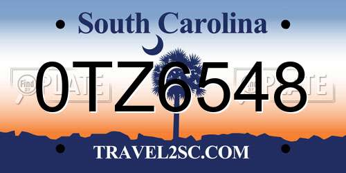0TZ6548 South Carolina License Plate
