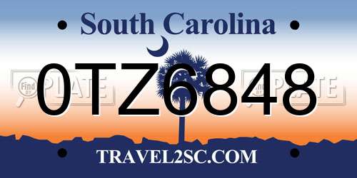 0TZ6848 South Carolina License Plate