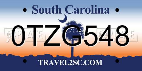 0TZG548 South Carolina License Plate