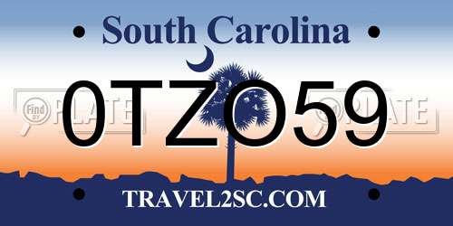 0TZO59 South Carolina License Plate