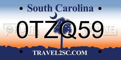 0TZQ59 South Carolina License Plate