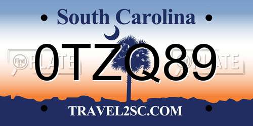 0TZQ89 South Carolina License Plate