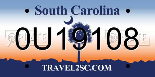 0U19108 South Carolina License Plate