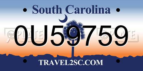 0U59759 South Carolina License Plate