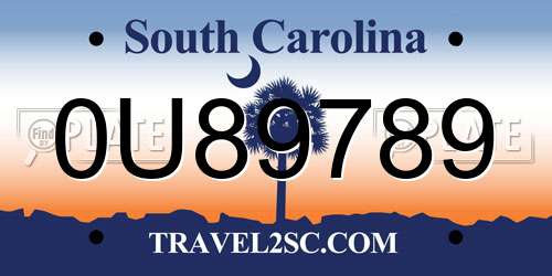 0U89789 South Carolina License Plate