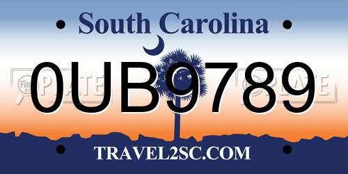 0UB9789 South Carolina License Plate