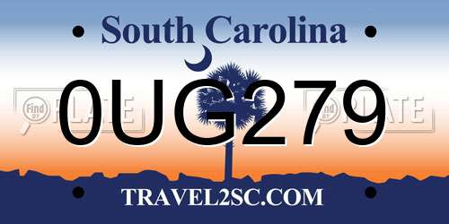 0UG279 South Carolina License Plate