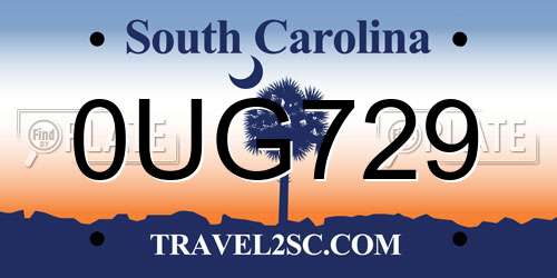 0UG729 South Carolina License Plate