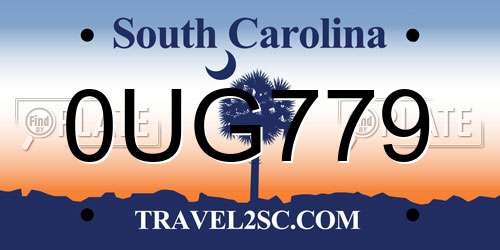 0UG779 South Carolina License Plate