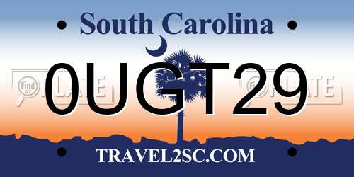 0UGT29 South Carolina License Plate