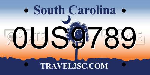 0US9789 South Carolina License Plate