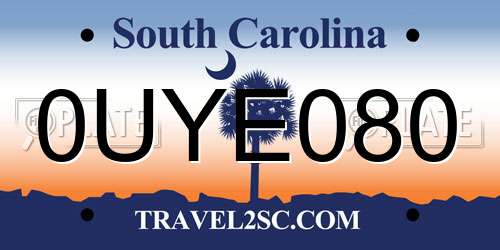 0UYE080 South Carolina License Plate
