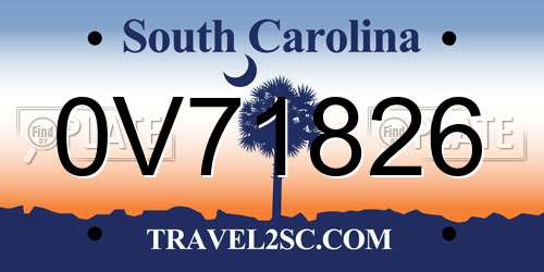 0V71826 South Carolina License Plate