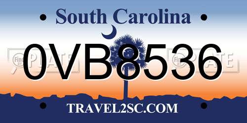 0VB8536 South Carolina License Plate