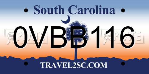 0VBB116 South Carolina License Plate