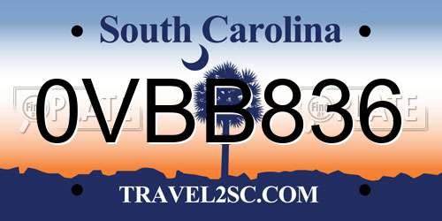 0VBB836 South Carolina License Plate