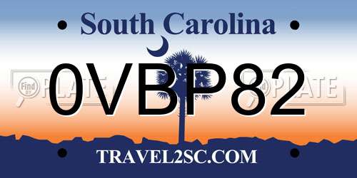 0VBP82 South Carolina License Plate