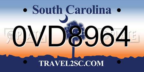 0VD8964 South Carolina License Plate