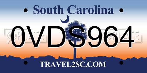 0VDS964 South Carolina License Plate
